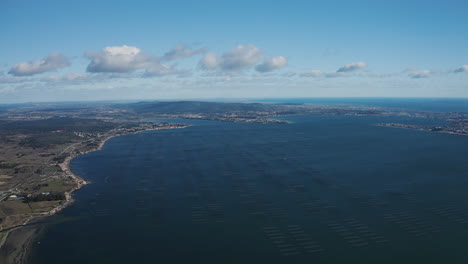 Bassin-de-Thau,-Bouzigues,-Sète,-Balaruc-les-bains-from-an-aerial-global-view